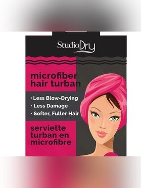 2 Pack: StudioDry Microfiber Hair Turban — Pink & Black